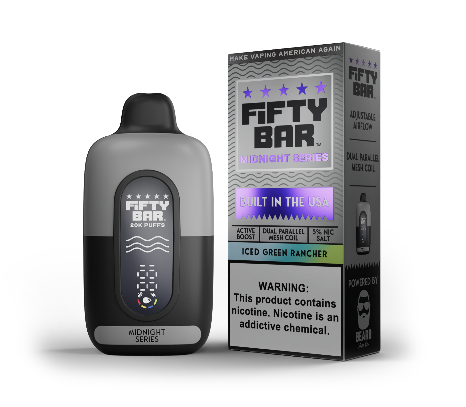 Iced Green Rancher – Fifty Bar Midnight Series | 20K Puffs