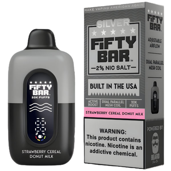 Strawberry Cereal Donut Milk – Fifty Bar Silver Series | 20K Puffs