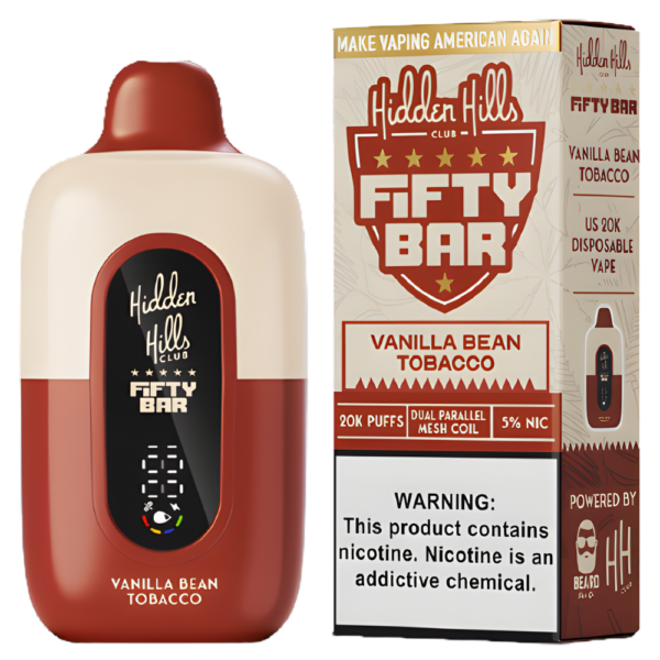 Vanilla Bean Tobacco – Fifty Bar X Hidden Hills | 20K Puffs