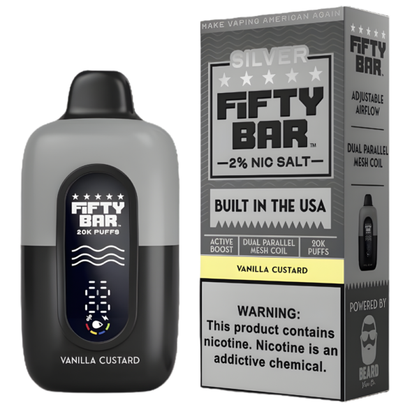 Vanilla Custard – Fifty Bar Silver Series | 20K Puffs