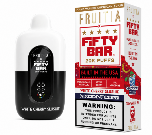 White Cherry Slushie – Fruitia Nixodine | 20K Puffs
